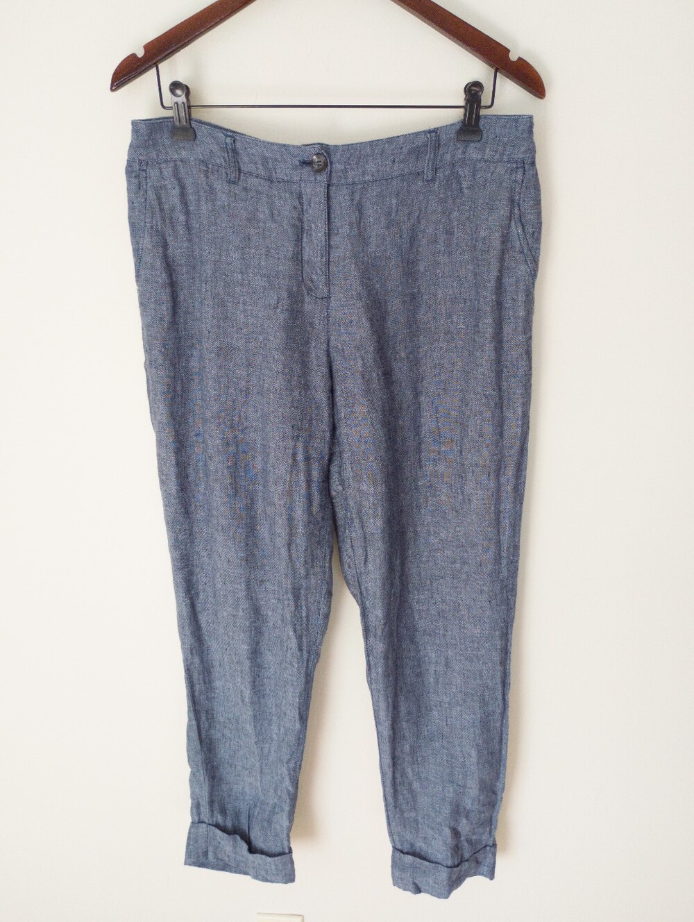 Olsen Lisa 100% Linen High Rise Rolled Cuff Pants Size 8
